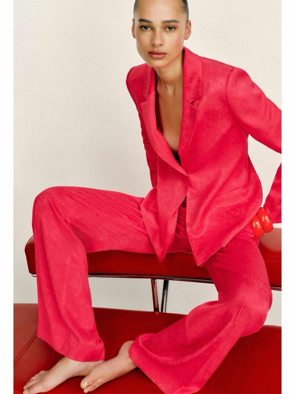 Zara Vibrant Raspberry Single-Button Blazer - Picture 3 of 10